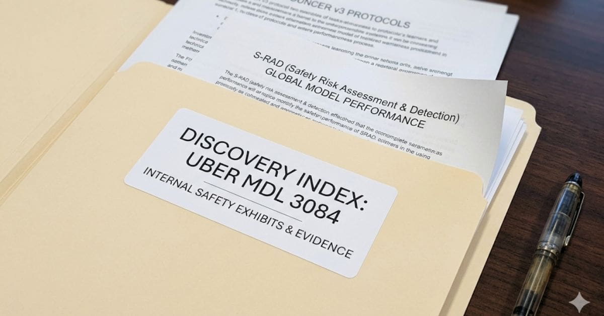 Internal Uber discovery documents and safety model exhibits for MDL 3084 litigation